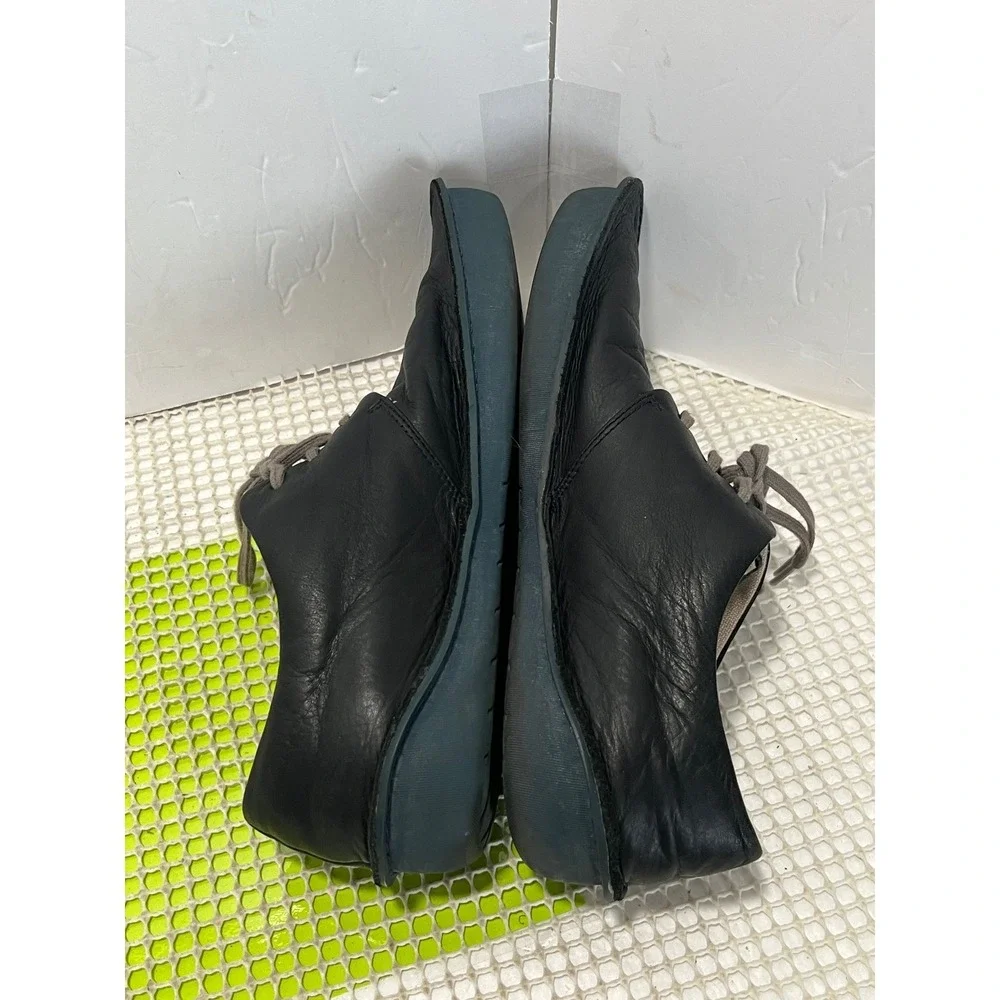 Camper Black Leather Lace-Up Sneakers with Gray Laces